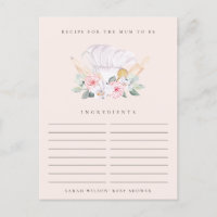 Blush Chef Hat Floral Recipe Request Baby Shower
