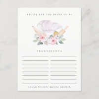 Blush Chef Hat Floral Recipe Request Bridal Shower