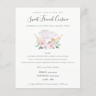 Blush Chef Hat Floral Whisk Bakery Cooking Class Flyer