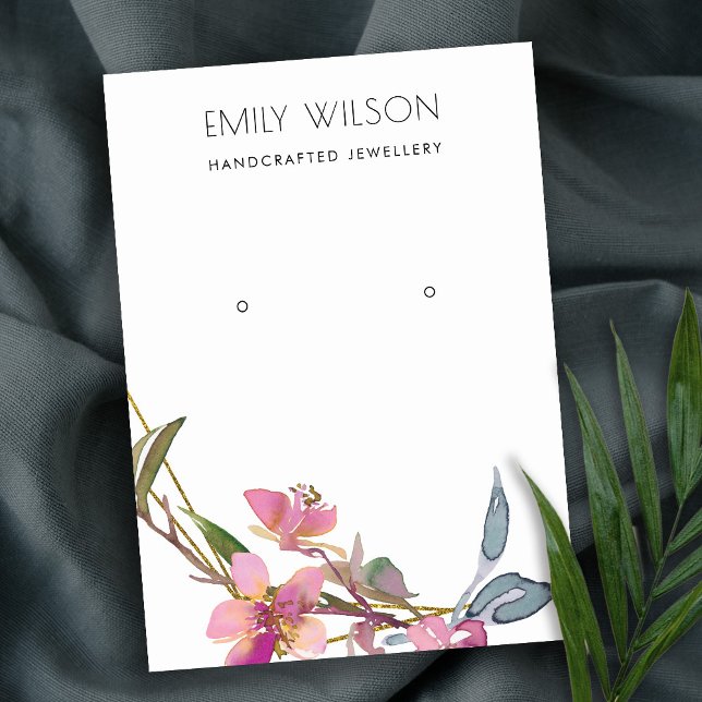 BLUSH CHERRY BLOSSOM FLORAL EARRING DISPLAY LOGO BUSINESS CARD (Creator Uploaded)