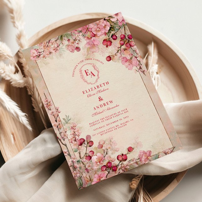 Blush Cherry Blossom Garden Wedding Invitation (Creator Uploaded)