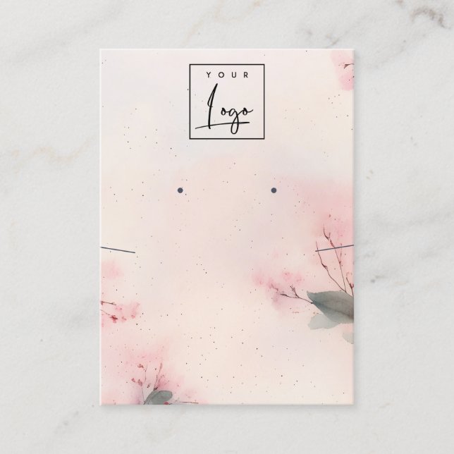 Blush Cherry Blossom Logo Earring Necklace Display Business Card (Front)