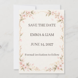 Blush Cherry Blossom Save the Date