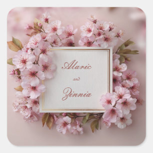 Blush Cherry Blossom Wedding  Square Sticker