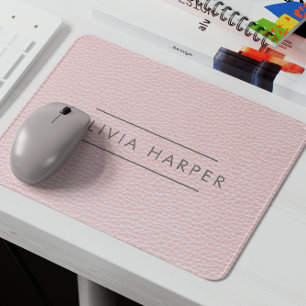 Blush Chic Minimal Leather Look Mouse Pad