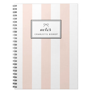 Blush Chic Vertical Stripes Personalised Notebook