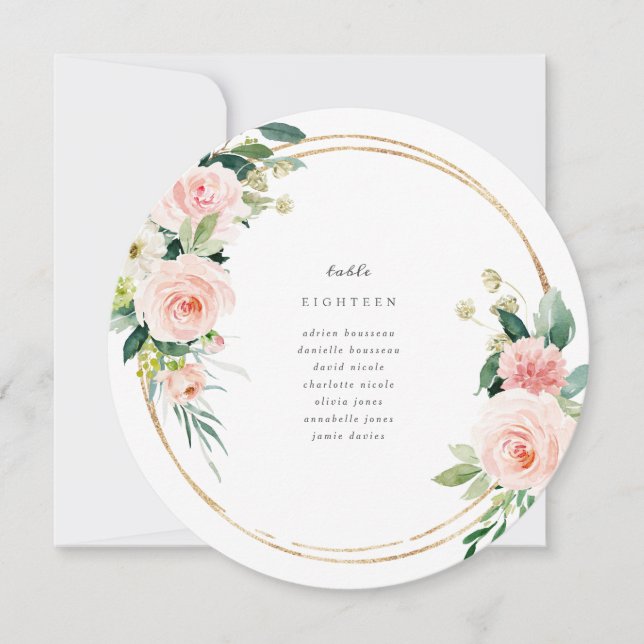 Blush Circle Table Number Seating Cards (Front)
