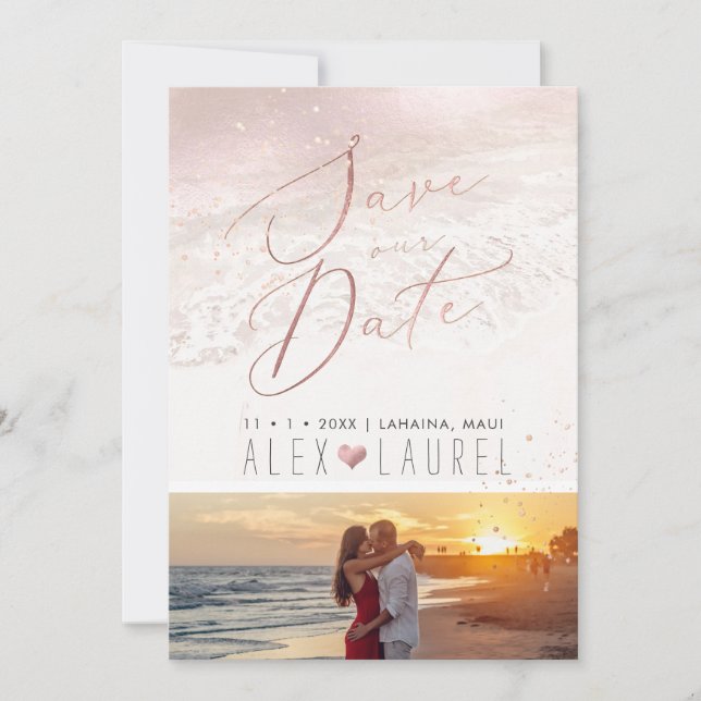 Blush Coastal / Beach / Shoreline Save the Date Invitation (Front)