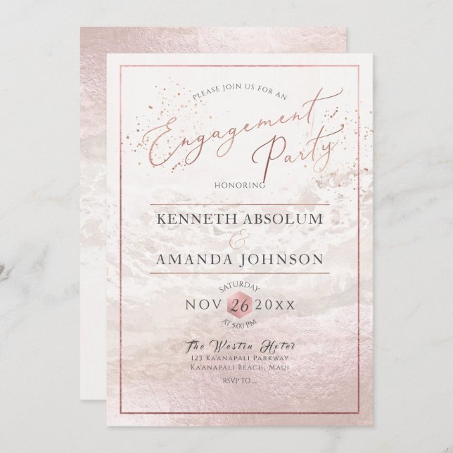 Blush Coastal / Shoreline / Beach Engagement Party Invitation (Front/Back)