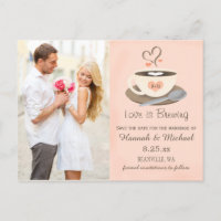 Blush Coffee Cup Monogram Heart Save the Date