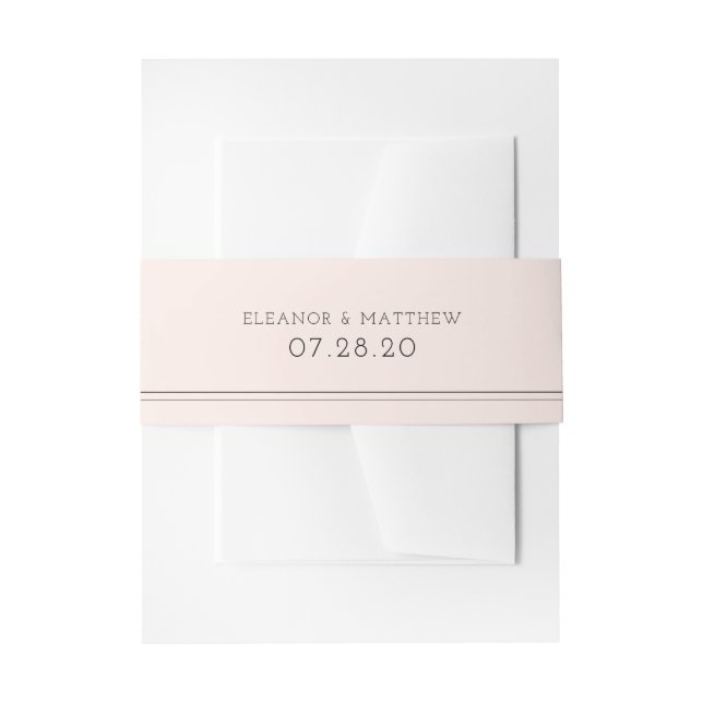 Blush Colour Block Minimalist Belly Band Invitation Belly Band (Front Example)