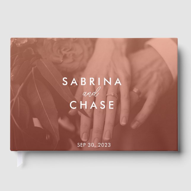 Blush Colour Overlay Photo Wedding Guest Book (Front)