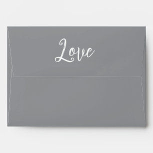 Blush Coral Grey Floral Love Wedding Envelope