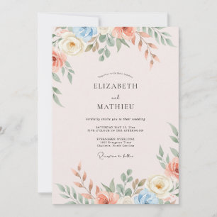 Blush Cornflower Blossom Wedding Invitation