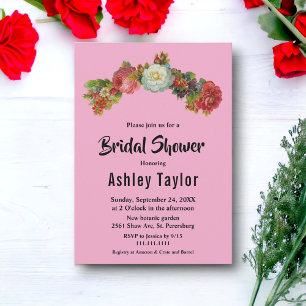 Blush Country Roses Floral Elegant Bridal Shower Invitation