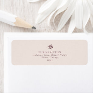 Blush Cream & Burgundy   Floral Wedding Return Address Label