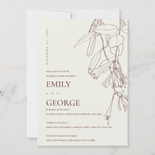 BLUSH CREAM DRAWING FLORAL REHEARSAL DINNER INVITE