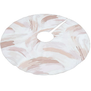 Blush Cream White Abstract Christmas Brushed Polyester Tree Skirt