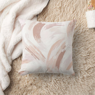 Blush Cream White Abstract Christmas Cushion