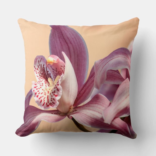 Blush Cymbidium Orchid Macro  Cushion (Front)