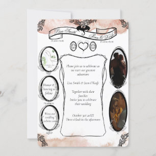 Blush D20 Tabletop RPG Fantasy Dice Wedding  Invitation