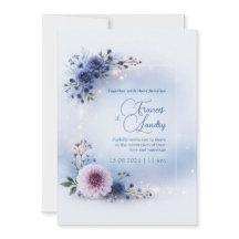 Blush Dahlia Blue Floral Frame Wedding