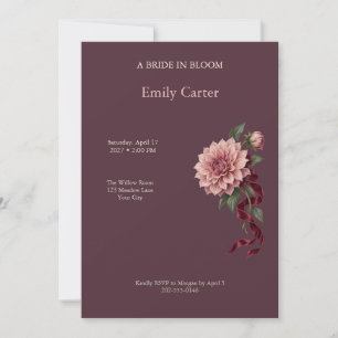 Blush Dahlia Burgundy Bridal Shower Invitation