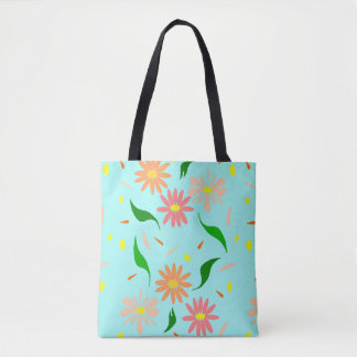 blush daisy aqua tote bag