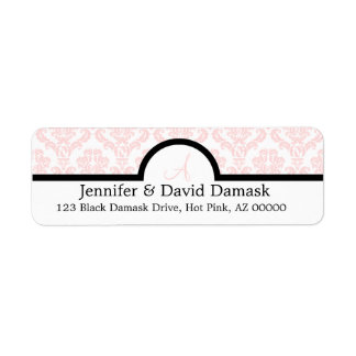 Blush Damask Monogram Wedding Invitation Labels