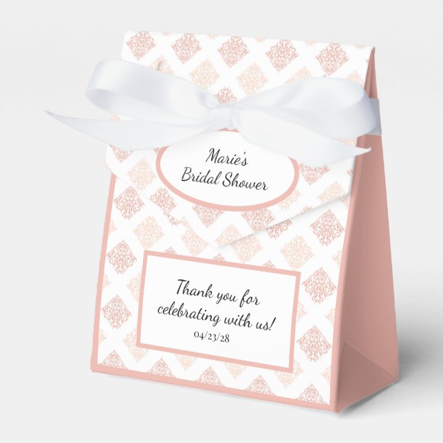 Blush Damask Pretty Custom Favour Box (Front Side)