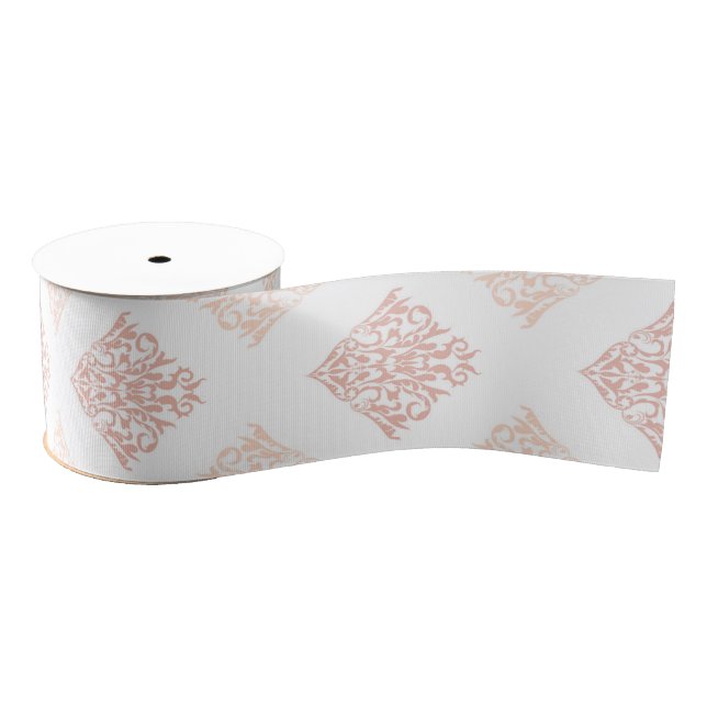 Blush Damask Pretty Custom Grosgrain Ribbon (Spool)