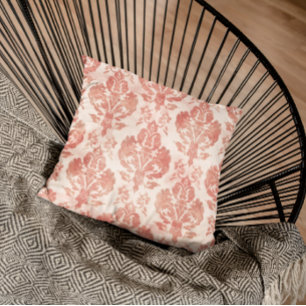 Blush Damask Watercolor Floral Vintage Pattern Cushion