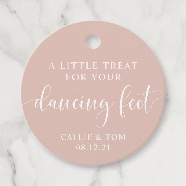 Blush Dancing Feet Flip Flop Wedding Favour Tag (Front)