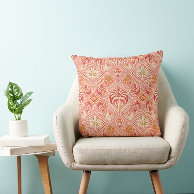 Blush Deco Palm Throw Pillow  (Chair)