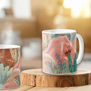 Blush Desert Bloom Watercolor Landscape Coffee Mug