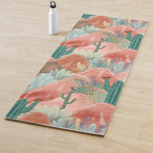 Blush Desert Bloom Watercolor Serenity Yoga Mat