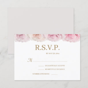 Blush Dewy Roses Elegant Floral Wedding RSVP Invitation