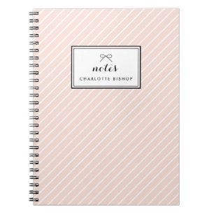 Blush Diagonal Stripes Pattern Personalised Notebook