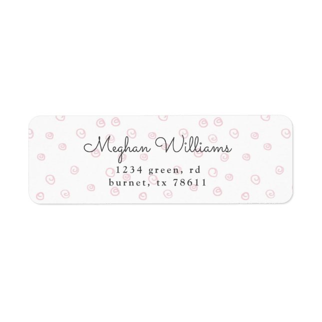 blush doodle swirl modern return address return address label (Front)