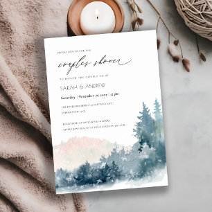 BLUSH DUSKY BLUE MOUNTAINS COUPLES SHOWER INVITE