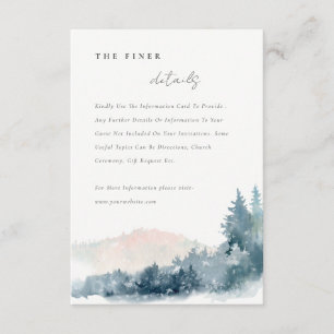 BLUSH DUSKY BLUE MOUNTAINS PINE WEDDING DETAILS ENCLOSURE CARD