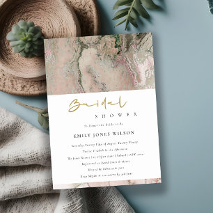 BLUSH DUSKY ROSE GOLD AGATE BRIDAL SHOWER INVITE