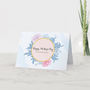 Blush Dusty Blue Watercolor Succulent Mother's Day Card