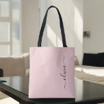 Blush Dusty Pink Girly Script Monogram Modern Tote Bag<br><div class="desc">Blush Dusty Pink Elegant Add Your Own Name Monogram Book Bag. This Book Bag can be customised to include your initial and first name and given as a gift for Christmas,  Sweet 16 Birthday,  Bridal Shower or a Wedding.</div>