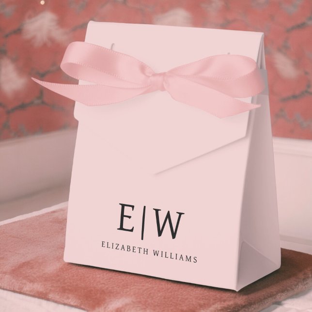 Blush Dusty Pink Girly Script Monogram Name Modern Favour Box (Creator Uploaded)