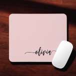 Blush Dusty Pink Girly Script Monogram Name Modern Mouse Pad<br><div class="desc">Blush Dusty Pink Monogram Add Your Own Name Mousepad (Mouse Pad). This makes the perfect sweet 16 birthday,  wedding,  bridal shower,  anniversary,  baby shower or bachelorette party gift for someone that loves glam luxury and chic styles.</div>