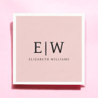 Blush Dusty Pink Girly Script Monogram Name Modern