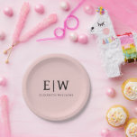Blush Dusty Pink Girly Script Monogram Name Modern Paper Plate<br><div class="desc">Blush Dusty Pink Monogram Add Your Own Name Script Party Plates. This makes the perfect sweet 16 birthday,  wedding,  bridal shower,  anniversary,  baby shower or bachelorette party gift for someone that loves glam luxury and chic styles.</div>