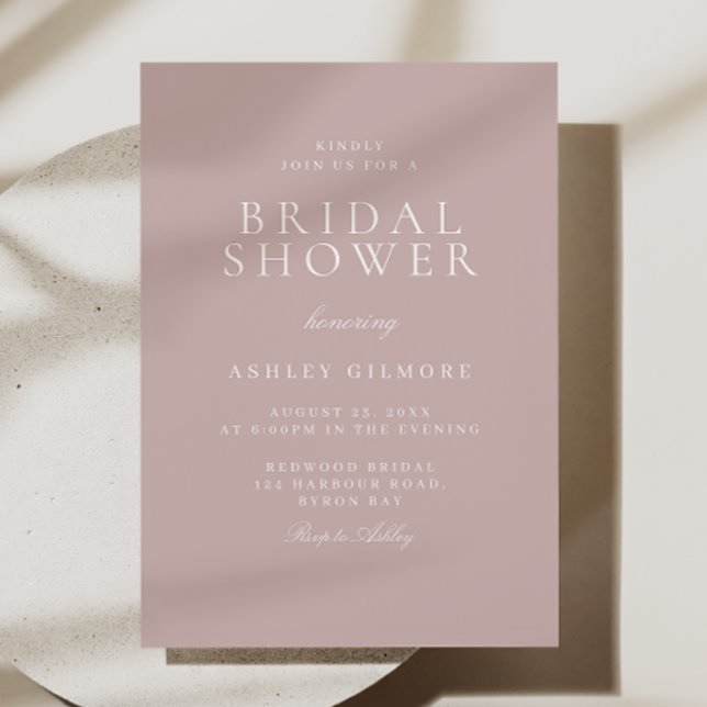 Blush & Dusty Pink Minimal Modern Bridal Shower Invitation (Creator Uploaded)
