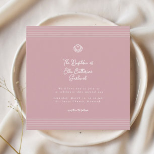 Blush dusty pink modern baptism Invitation